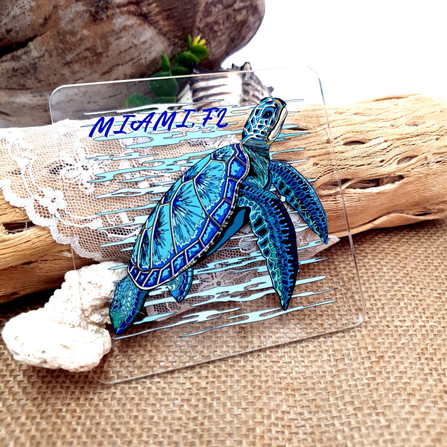 Acrylic Dive Coaster - Blue Turtle