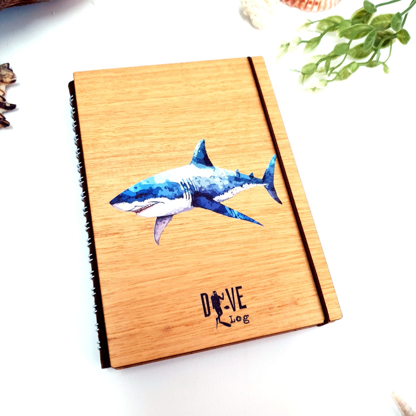 Blue Shark Wooden Dive Log