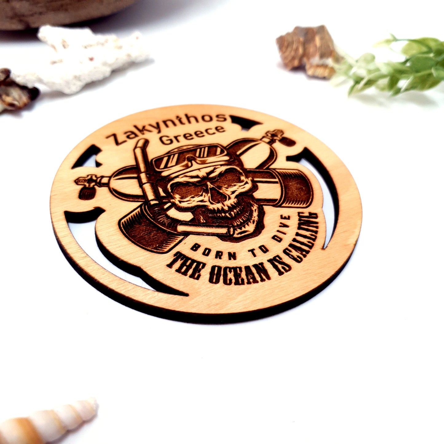 Ocean is Calling Engraved Wooden Dive Coaster