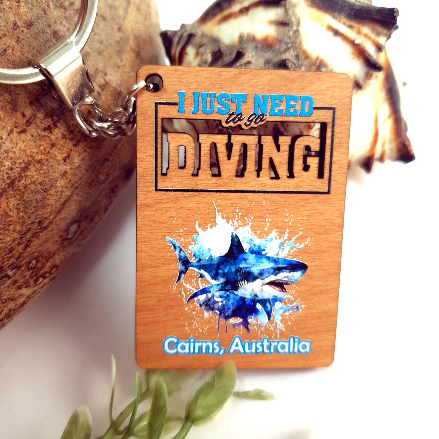 Like Diving Wooden Keychain