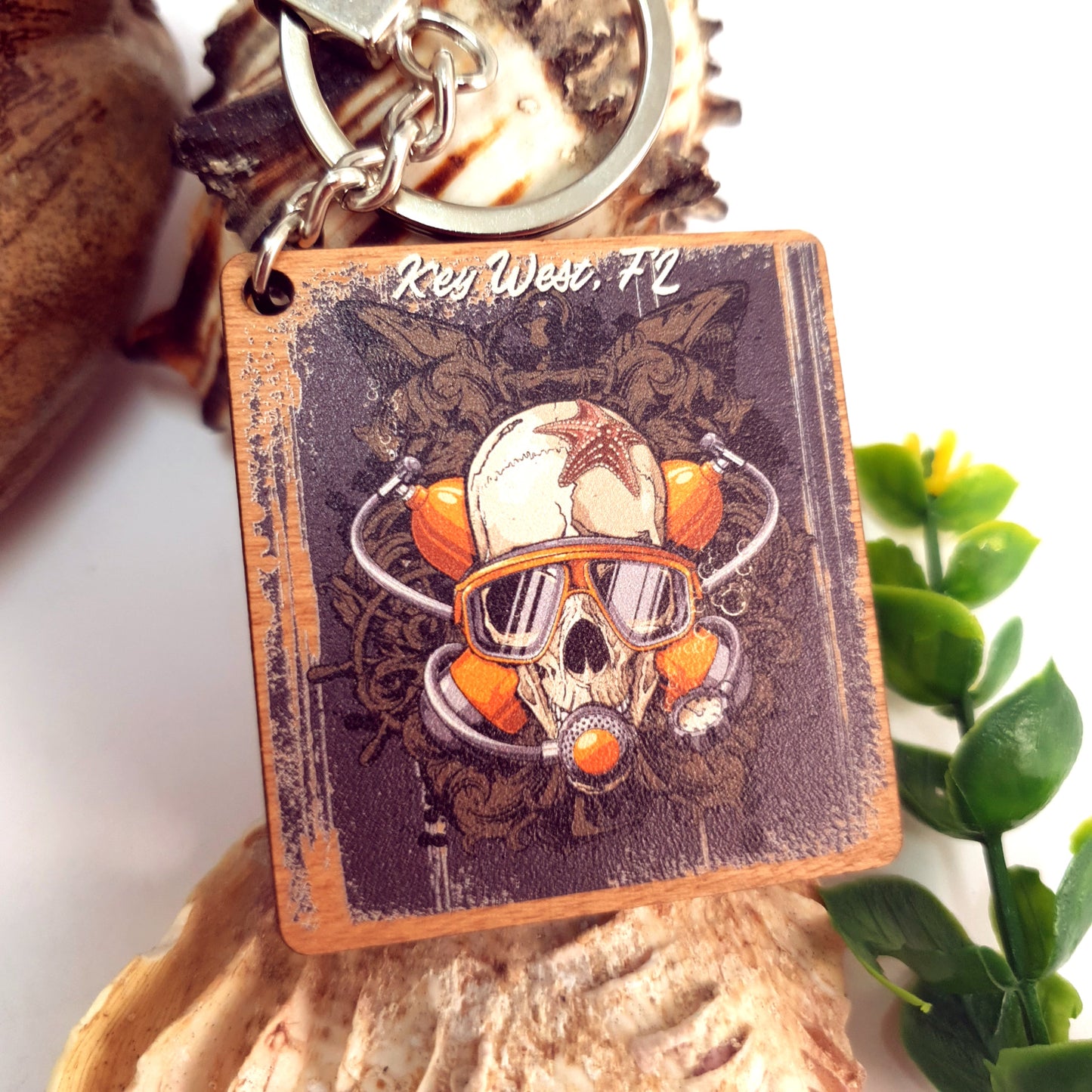 Skull Wooden Keychain