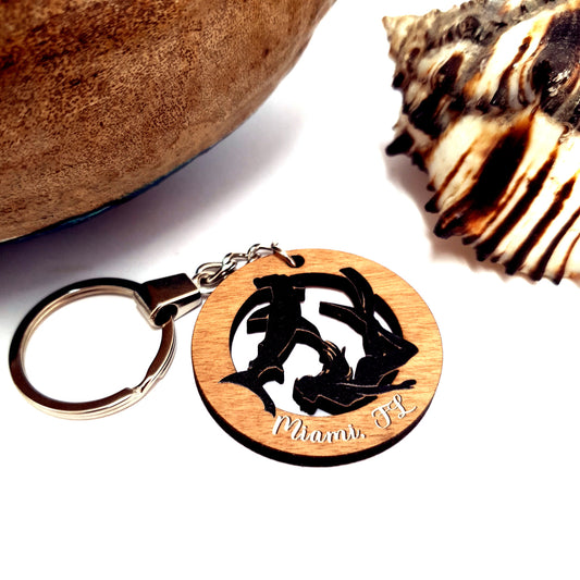 Women Dive Wooden Keychain