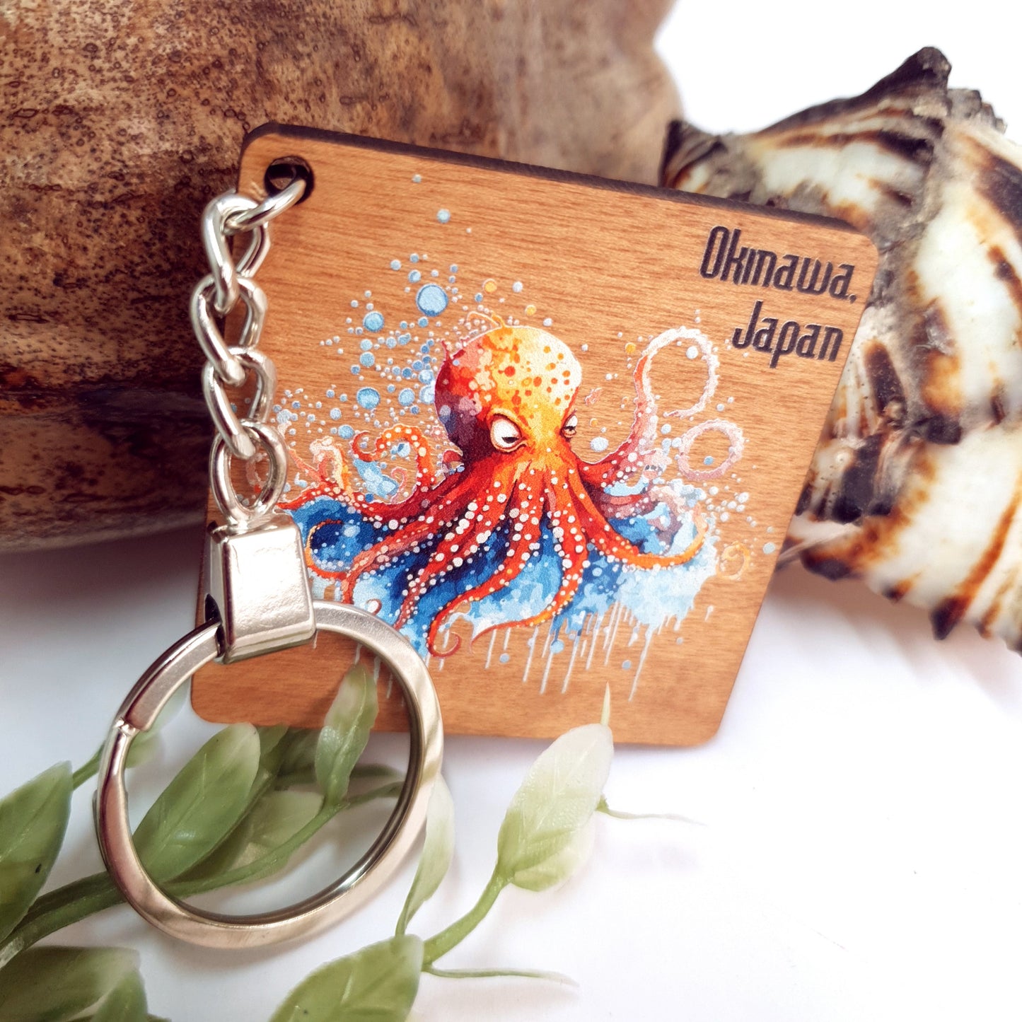 Wooden Keychain Octopus