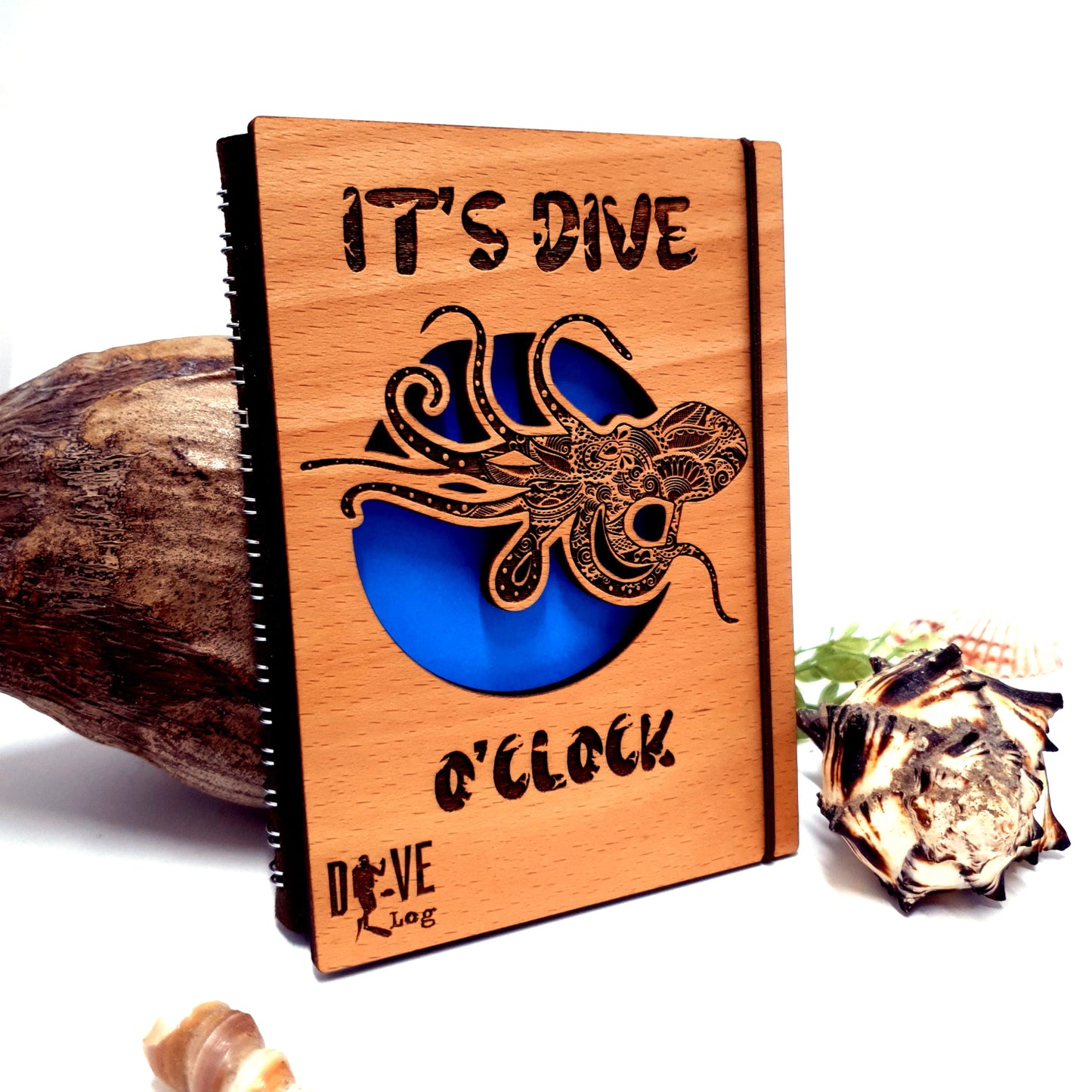 It's Dive O'clock Wooden Dive Log