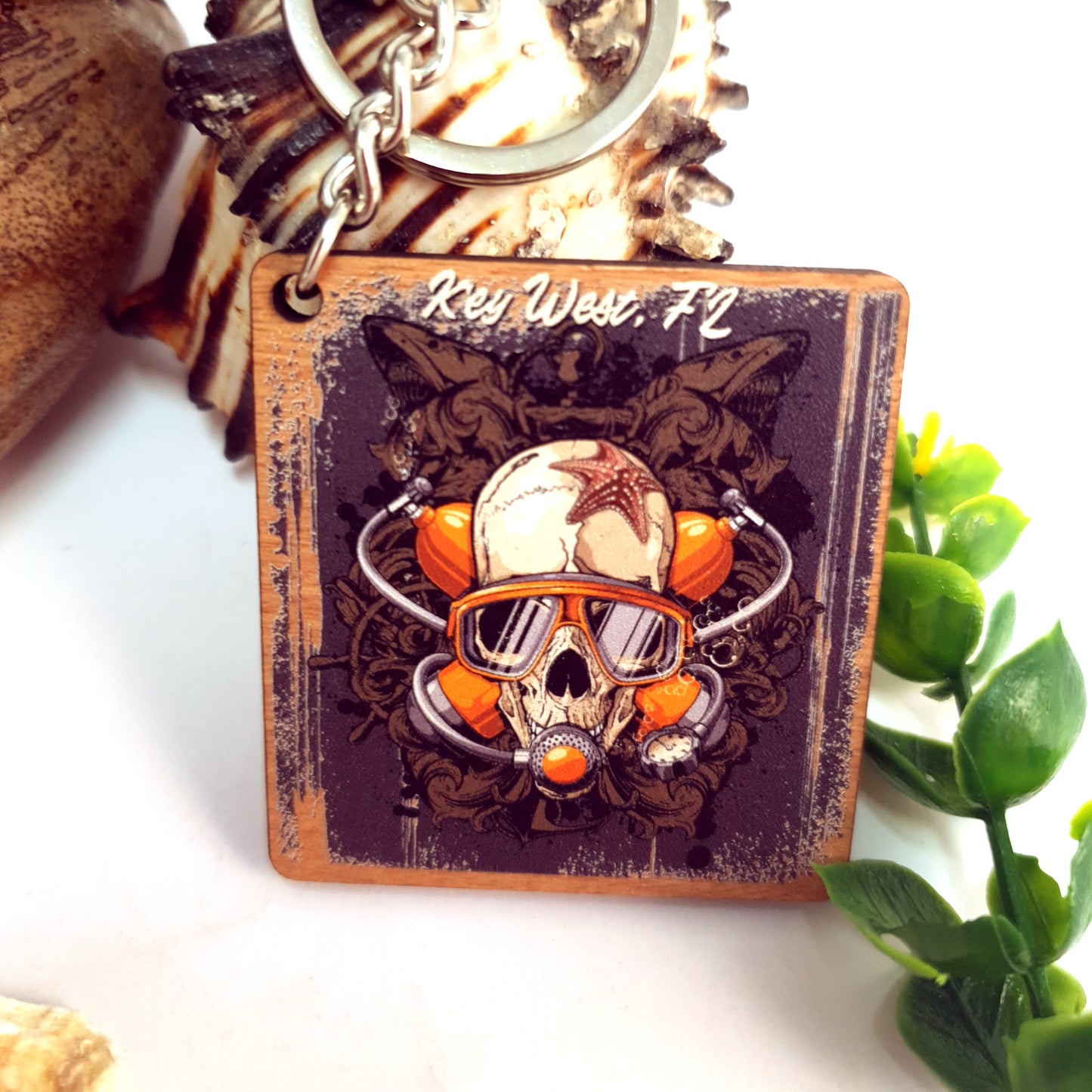 Skull Wooden Keychain