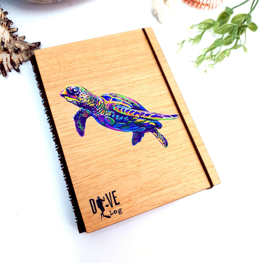 Colorful Turtle Wooden Dive Log