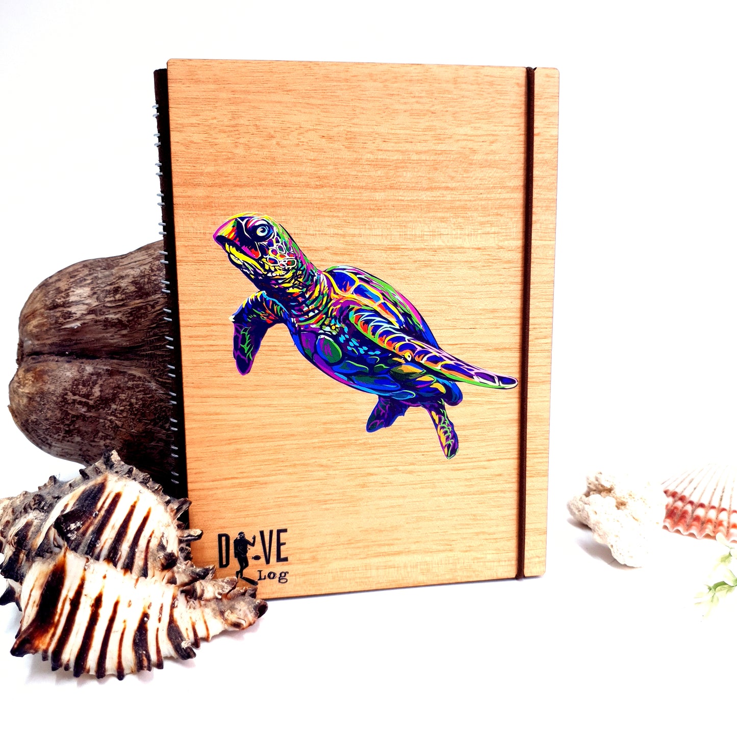 Colorful Turtle Wooden Dive Log